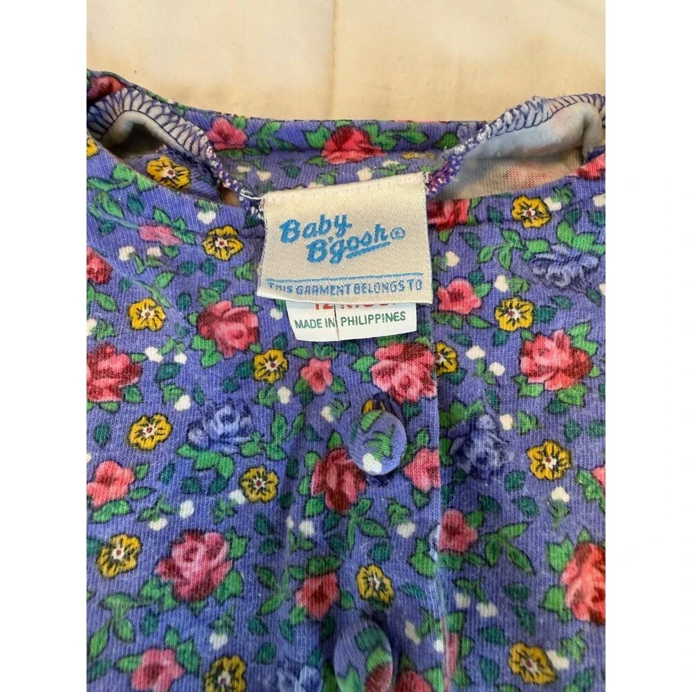 Excellent Condition Rare Vintage Baby B'gosh Floral Long-Sleeve Romper 12 Months